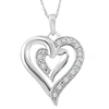 Pompeii3 10k White Gold 1/10ct Tw Real Diamond Heart Pendant Necklace In Silver