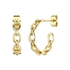 RACHEL GLAUBER RG 14K GOLD PLATED MODERN CHAIN LINK C-HOOP EARRINGS