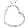 Pompeii3 3/4 Ct Lab Grown Diamond Large Heart Shape Pendant 10k White Gold Necklace In Silver