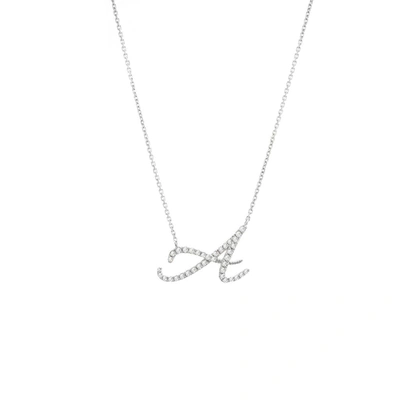 Monary Diamond Script Initial Necklace (wg/ 16+2") In Silver