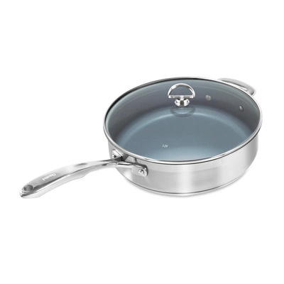 Chantal Induction 21 Steel 5-qt. Saute Skillet With Ceramic Coating & Glass Lid In Silver