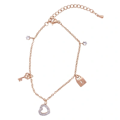Adornia 14k Rose Gold Plated Charm Bracelet In Pink