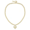 Rachel Glauber Rg 14k Gold Plated With Diamond Cubic Zirconia Sunshine Heart Pendant Curb Chain Adjustable Necklace In White