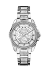 GUESS FACTORY SILVER-TONE MULTIFUNCTION CRYSTAL WATCH