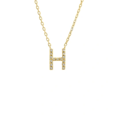 Monary Silver Diamond Initial "h" Necklace W/18k Yg Plate In White