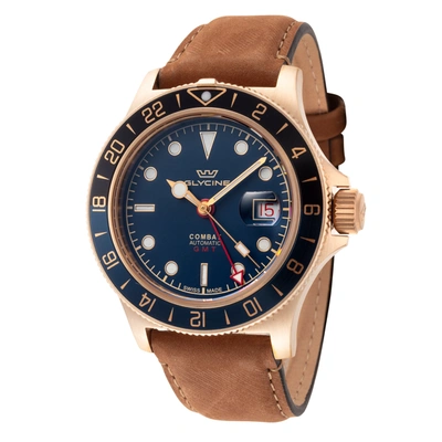 Glycine Men's Combat Sub Sport 42 Bronze 42mm Automatic Watch In Blue / Bronze / Brown