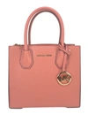 Michael Kors Mercer Medium Sherbet Pebble Leather Messenger Crossbody Bag Purse In Pink