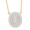 Pompeii3 .85ct Oval Cluster Diamond Halo Pendant Women's Yellow Gold Necklace 14mm Tall In White