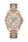 GUESS FACTORY ROSE GOLD-TONE MULTIFUNCTION CRYSTAL WATCH