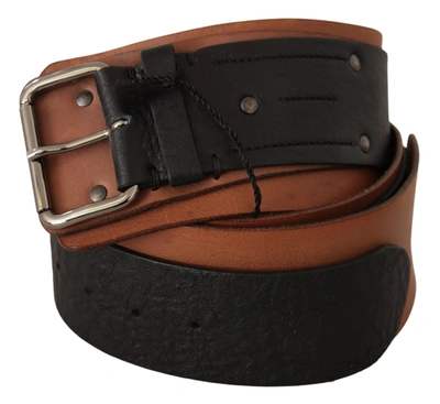 Costume National Elegant Dual-tone Leather Fashion Belt In Black