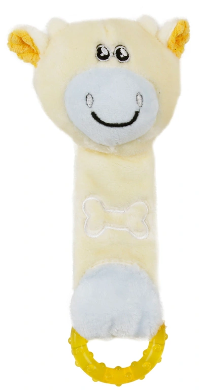 Pet Life Moo Born Plush Squeaky And Crinkle Newbo In Yellow