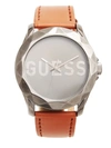 GUESS FACTORY GUNMETAL AND BROWN ANALOG WATCH
