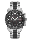 GUESS FACTORY SILVER-TONE AND BLACK CHRONOGRAPH WATCH