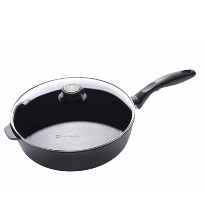 Swiss Diamond Nonstick Saute Pan With Lid, 3.8 Quart In Black