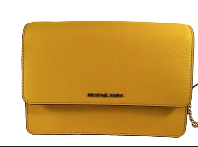 Michael Kors Daniela Gusset Crossbody Leather Bag In Yellow