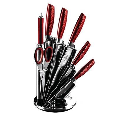 Berlinger Haus 8-piece Kitchen Knife Set With Acrylic Stand In Burgundy