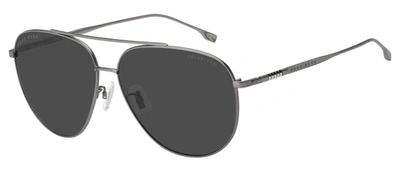 Hugo Boss Boss Boss 1296/f/s M9 0r80 Aviator Polarized Sunglasses In Dark / Grey / Ruthenium