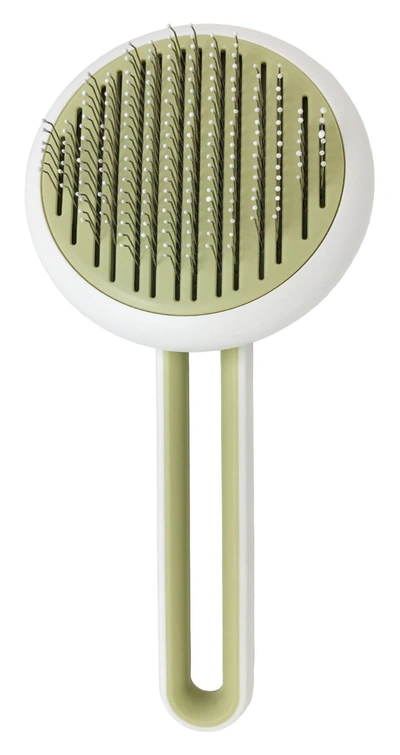 Pet Life Concepto Modern Bristle Grooming Pet Deshedder Comb In Green