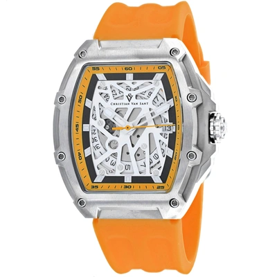 Christian Van Sant Men's White Dial Watch In Orange / White