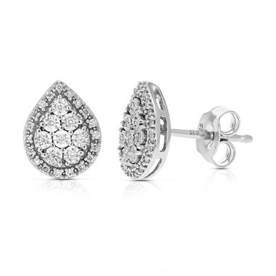 Vir Jewels 1/5 Cttw Lab Grown Diamond Stud Earrings Drop Shape Round Cut Prong Set On .925 Sterling Silver