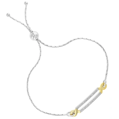 Vir Jewels 1/10 Cttw Diamond Bolo Bracelet Yellow Gold Plated Over Silver Two Row Style In Grey