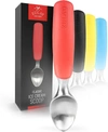 Zulay Kitchen Stainless Steel Ice Cream Scoop With Non-slip Rubber Grip In Red