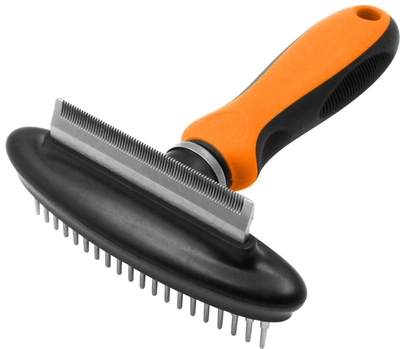 Pet Life Flex Series 2 In 1 Dual Sided Grooming Undercoat Pet Rake In Orange