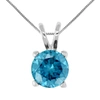 Vir Jewels 1.40 Cttw Blue Diamond Solitaire Pendant Necklace 14k White Gold Round And Chain
