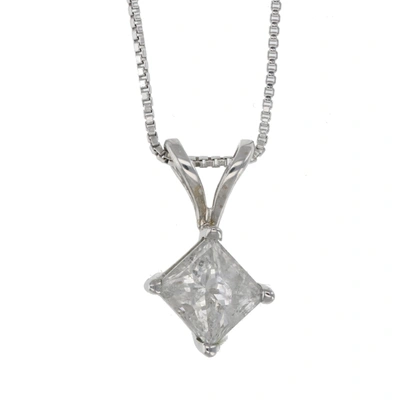 Vir Jewels 3/4 Cttw Diamond Solitaire Pendant Necklace 14k White Gold Princess With Chain In Silver