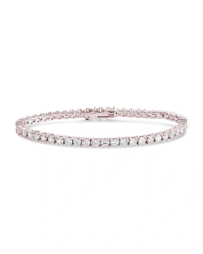 Sterling Forever 14k Rose Gold Plated Cz Classic Tennis Bracelet In Silver