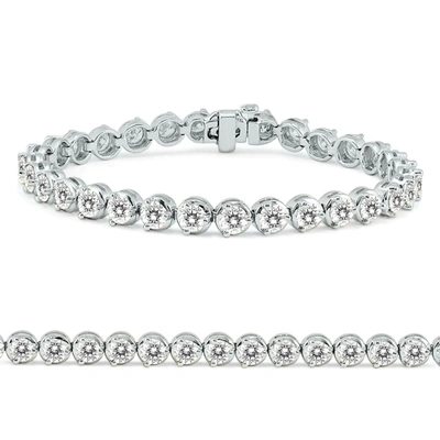 Monary 10 Carat Tw Three Prong Diamond Tennis Bracelet In 14k White Gold In Silver