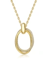 RACHEL GLAUBER RG 14K GOLD PLATED WITH DIAMOND CUBIC ZIRCONIA DOUBLE ENTWINED OVAL ETERNITY CIRCLE PENDANT NECKLACE
