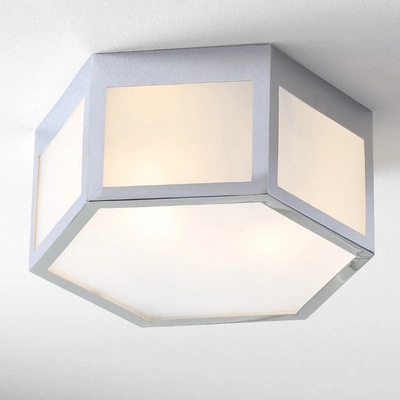 Jonathan Y Minimo 13" Hexagon Metal/frosted Glass Led Flush Mount In Yellow
