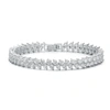 Genevive Sterling Silver With Diamond Cubic Zirconia Icicle Cluster Double Row Tennis Brace In Grey
