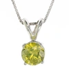Vir Jewels 1 Cttw Yellow Diamond Solitaire Pendant Necklace 14k White Gold Round With Chain