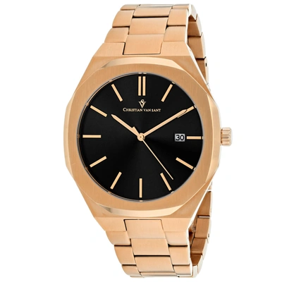 Christian Van Sant Men's Black Dial Watch In Black / Gold Tone / Rose / Rose Gold Tone