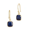 Savvy Cie Jewels 18k Yellow Gold Vermeil Bezel Set Drop Earrings In Blue