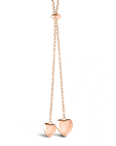 Sterling Forever Dangling Heart Bolo Slider Necklace In Gold