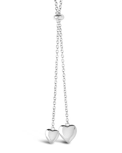 Sterling Forever Dangling Heart Bolo Slider Necklace In Silver