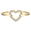 Rachel Glauber 14k Gold Plated With Clear Cubic Zirconia French Pave Heart Halo Cuff Bracelet In Gold