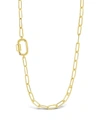 Sterling Forever Polished Carabiner Station Necklace In Gold