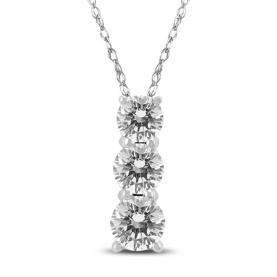 The Eternal Fit 1 Carat Tw Three Stone Diamond Pendant In 14k White Gold In Silver