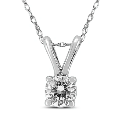 The Eternal Fit 1/2 Carat Diamond Solitaire Pendant In 10k White Gold In Silver