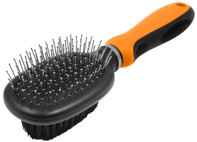 Pet Life Flex Series 2 In 1 Dual Sided Pin And Bristle Brush In Green