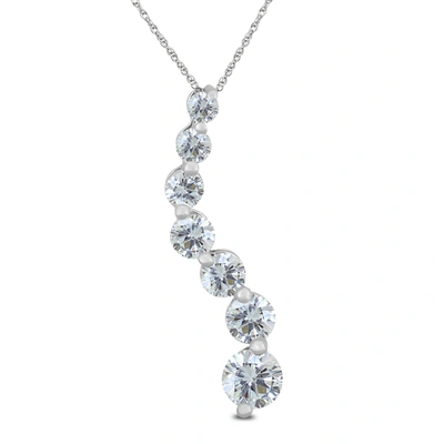 The Eternal Fit 1 Carat Tw Diamond Journey Pendant In 14k White Gold In Silver