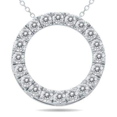The Eternal Fit 1 Carat Tw Diamond Circle Pendant In 10k White Gold In Silver