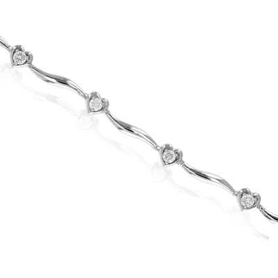 Vir Jewels 1/2 Cttw Classic Diamond Bracelet 10k White Gold Round Prong Set Heart 7 Inch In Silver