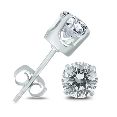 The Eternal Fit 1 Carat Tw Diamond Solitaire Stud Earrings In 14k White Gold In Silver