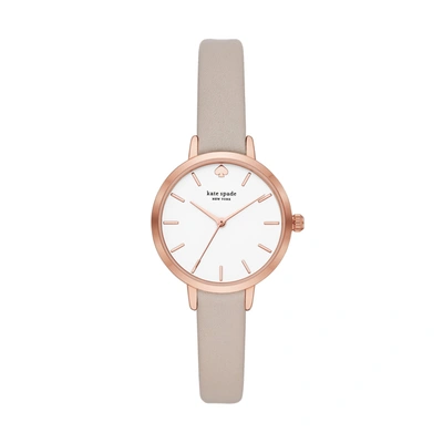 Kate Spade Women's Metro Three-hand Gray Leather Watch 30mm In Grey