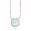 Nicole Miller Sterling Silver And 14k Rose Gold Overlay Gemstone Round Solitaire Pendant Necklace On 18 Inch Adjus In White
